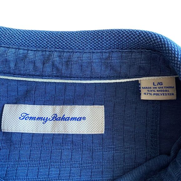 Tommy Bahama Polo Shirt Men's L Blue Short Sleeve Modal Blend Collared - Picture 3 of 7